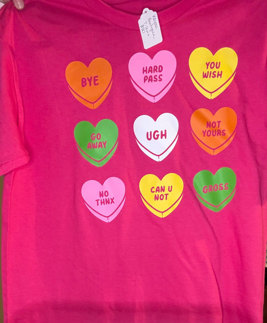 Single Valentine Conversation Hearts T-Shirt